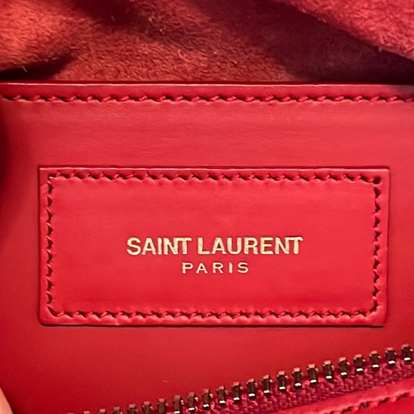 Saint Laurent Red Leather Baby Duffel 2 Way Shoulder Bag - Picture 12 of 14